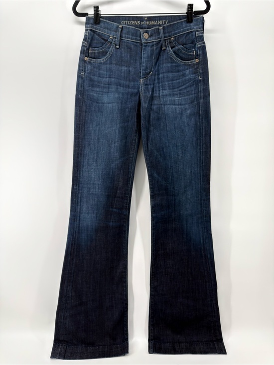 Citizens Of Humanity Denim - Citizens of Humanity Mid Rise Wide Leg Hutton Jeans 26 x 35 dark blue tall long